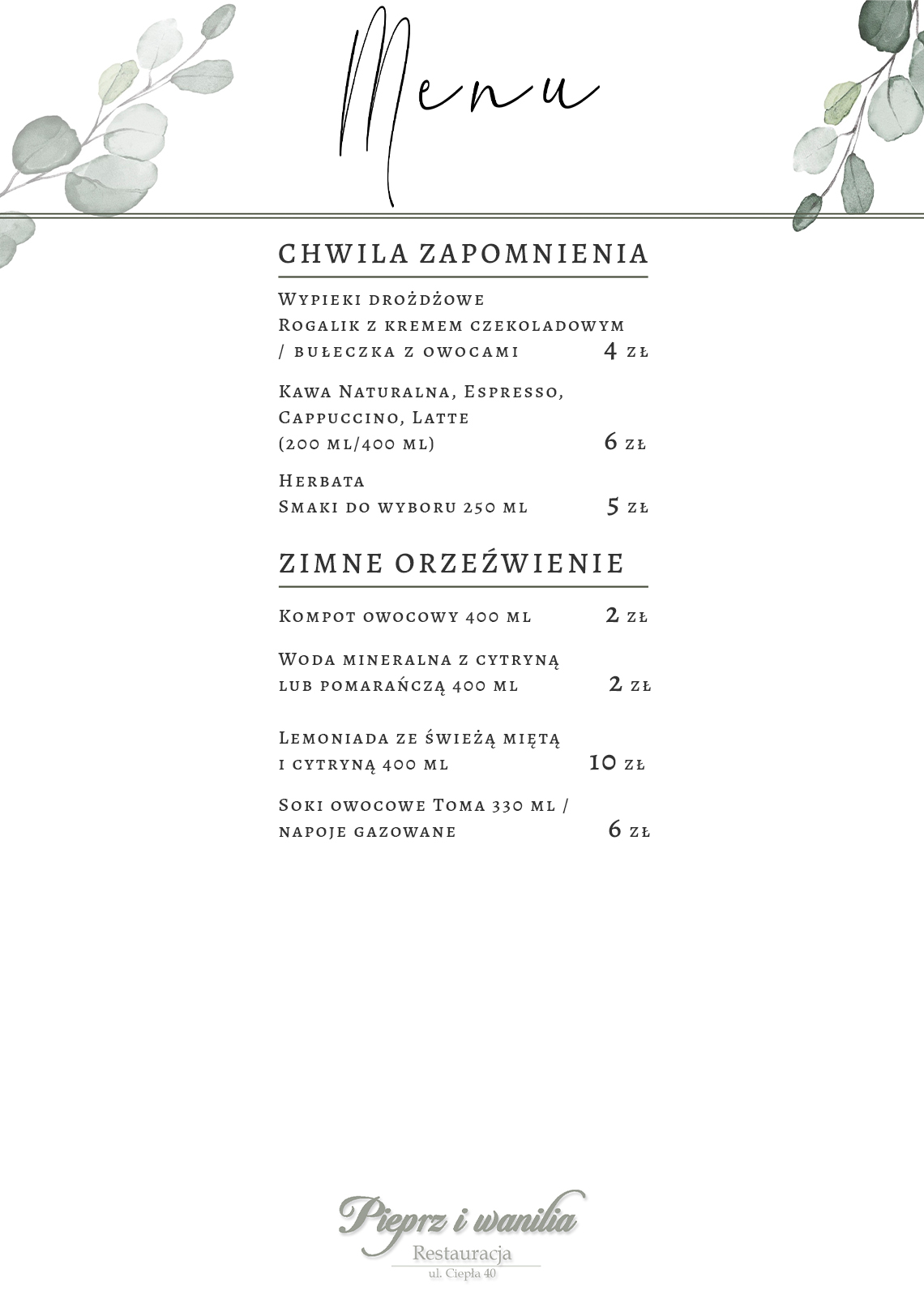 bistro menu